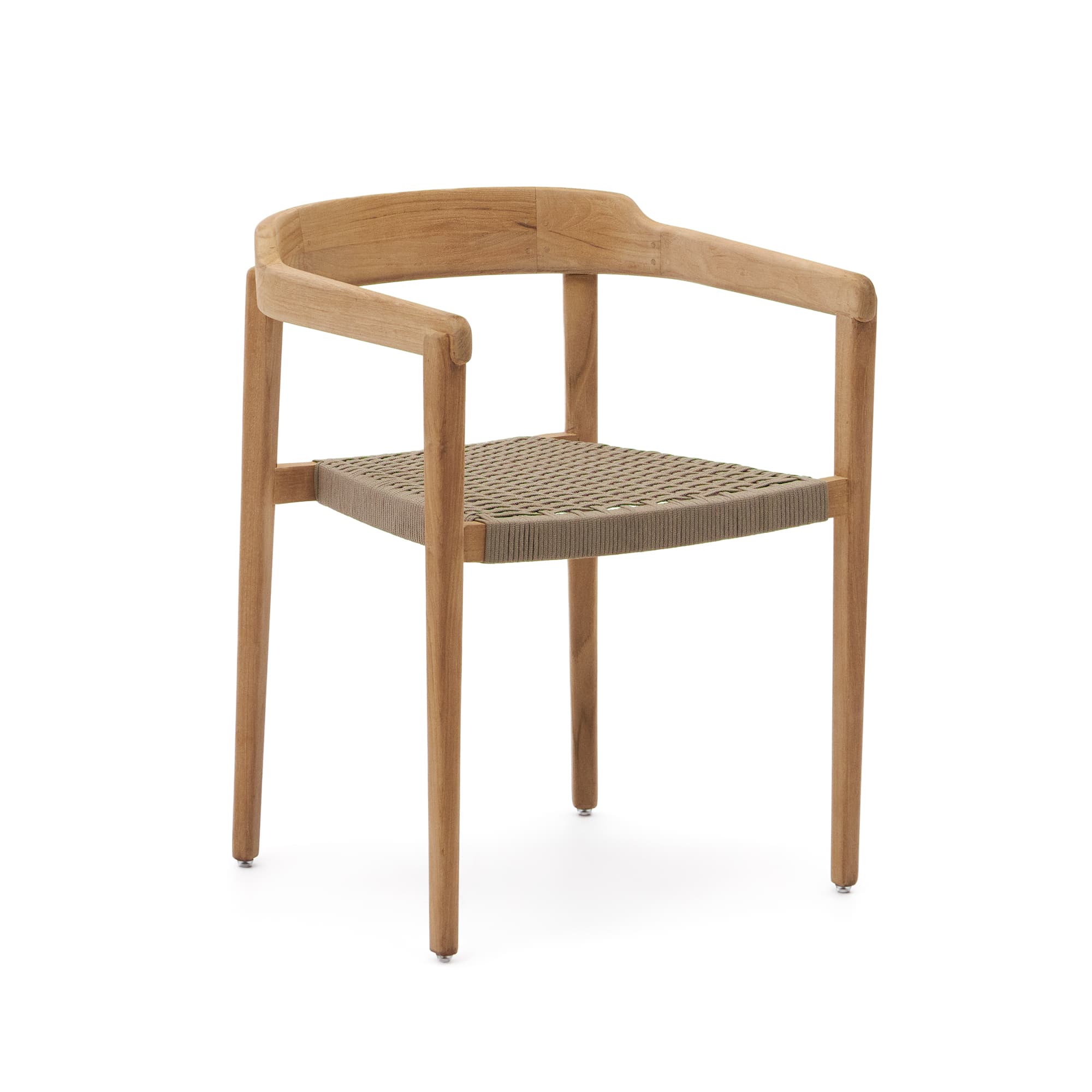 KAVE HOME Icaro staplingsstol i massivt teak med naturlig finish och beige repsnöre, FSC 100%.