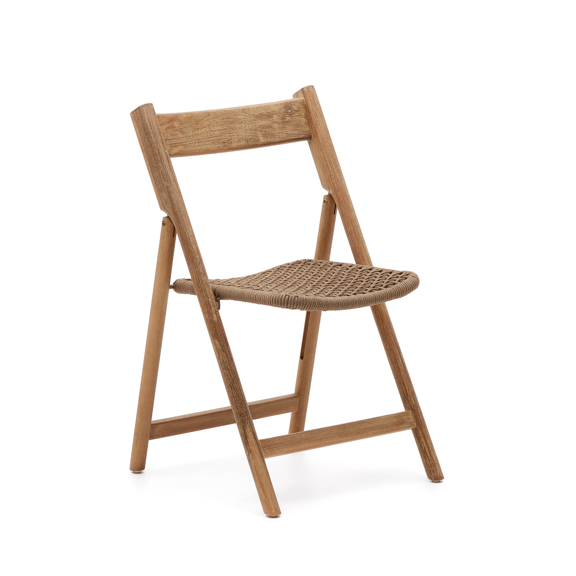 KAVE HOME Dandara fällstol i massivt akaciaträ med stålkonstruktion och beige sladd FSC 100%.