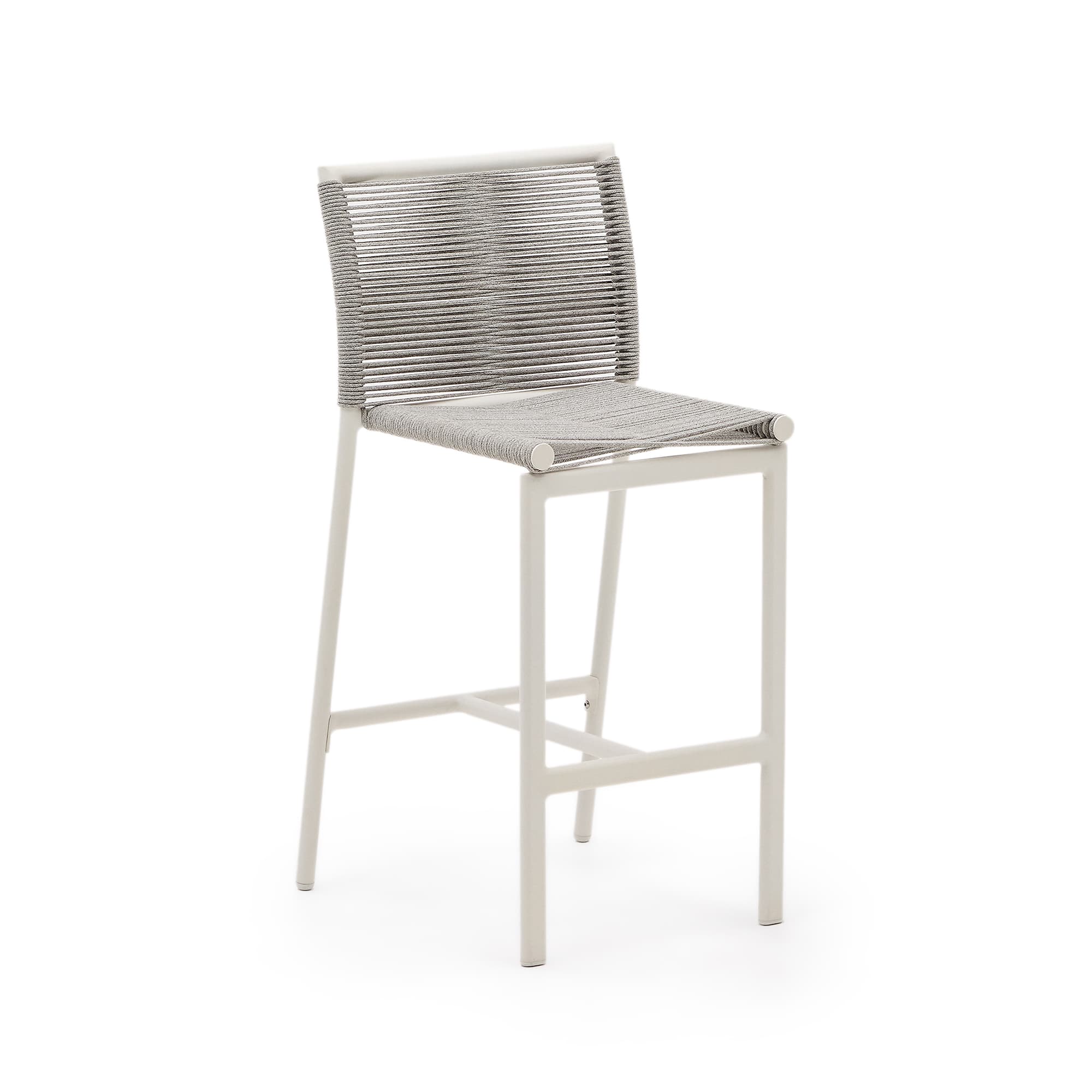 KAVE HOME Culip utomhuspall av rep och vit aluminium, 65 cm