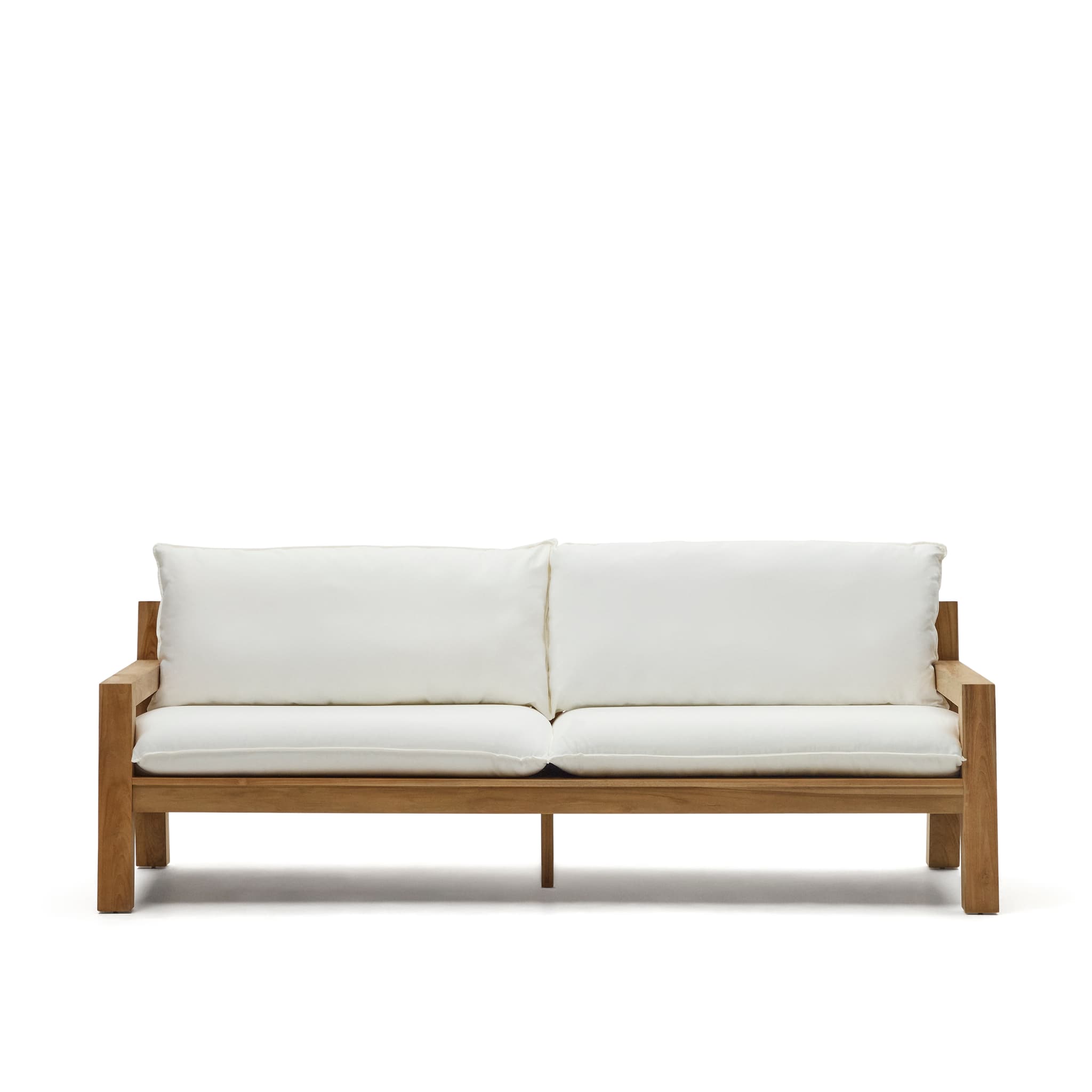 KAVE HOME Forcanera 3-personers soffa, m. vit kudde - brun teak