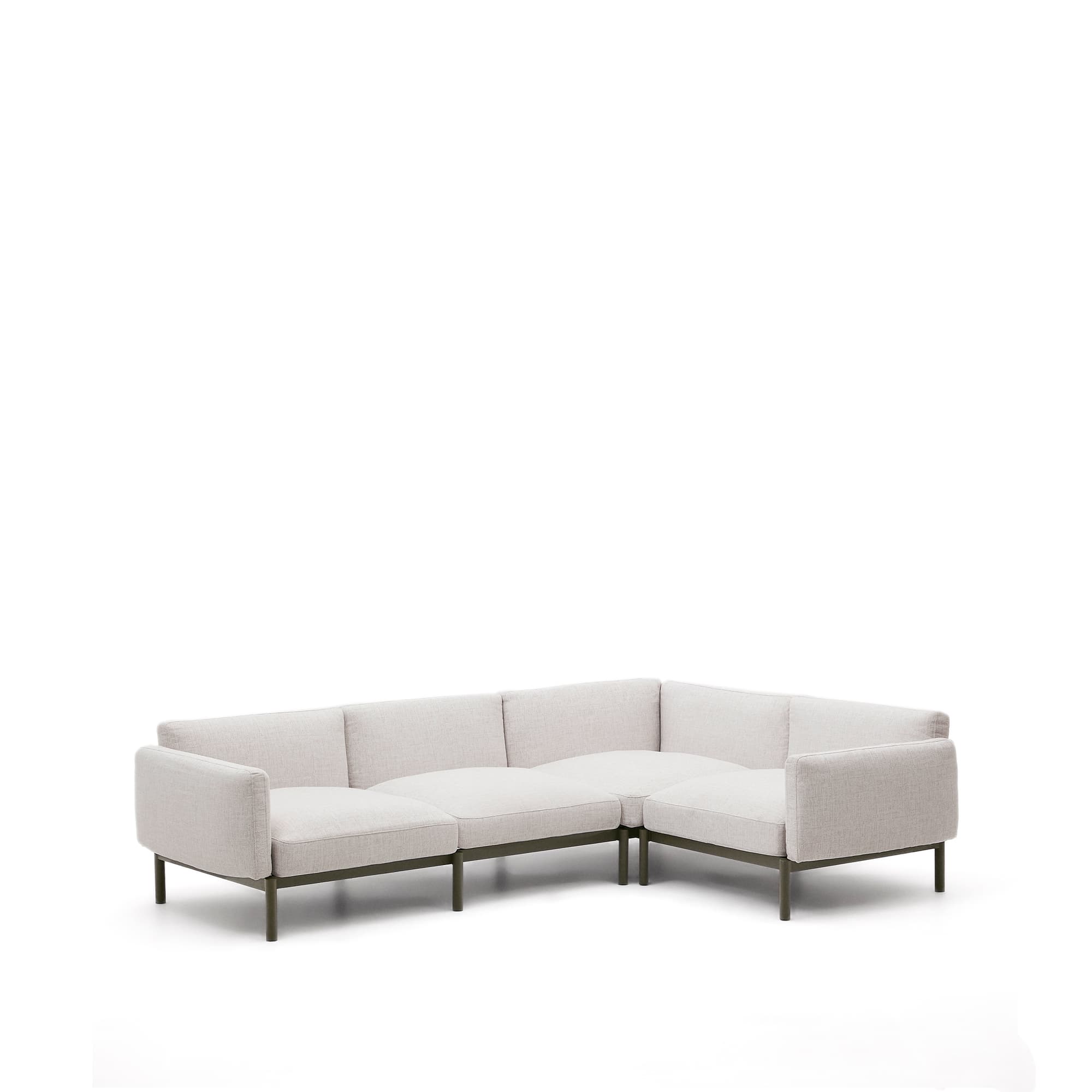 KAVE HOME Sorell modulär 5-sits utomhus hörnsoffa i aluminium med grön finish 276 x 191,5 cm