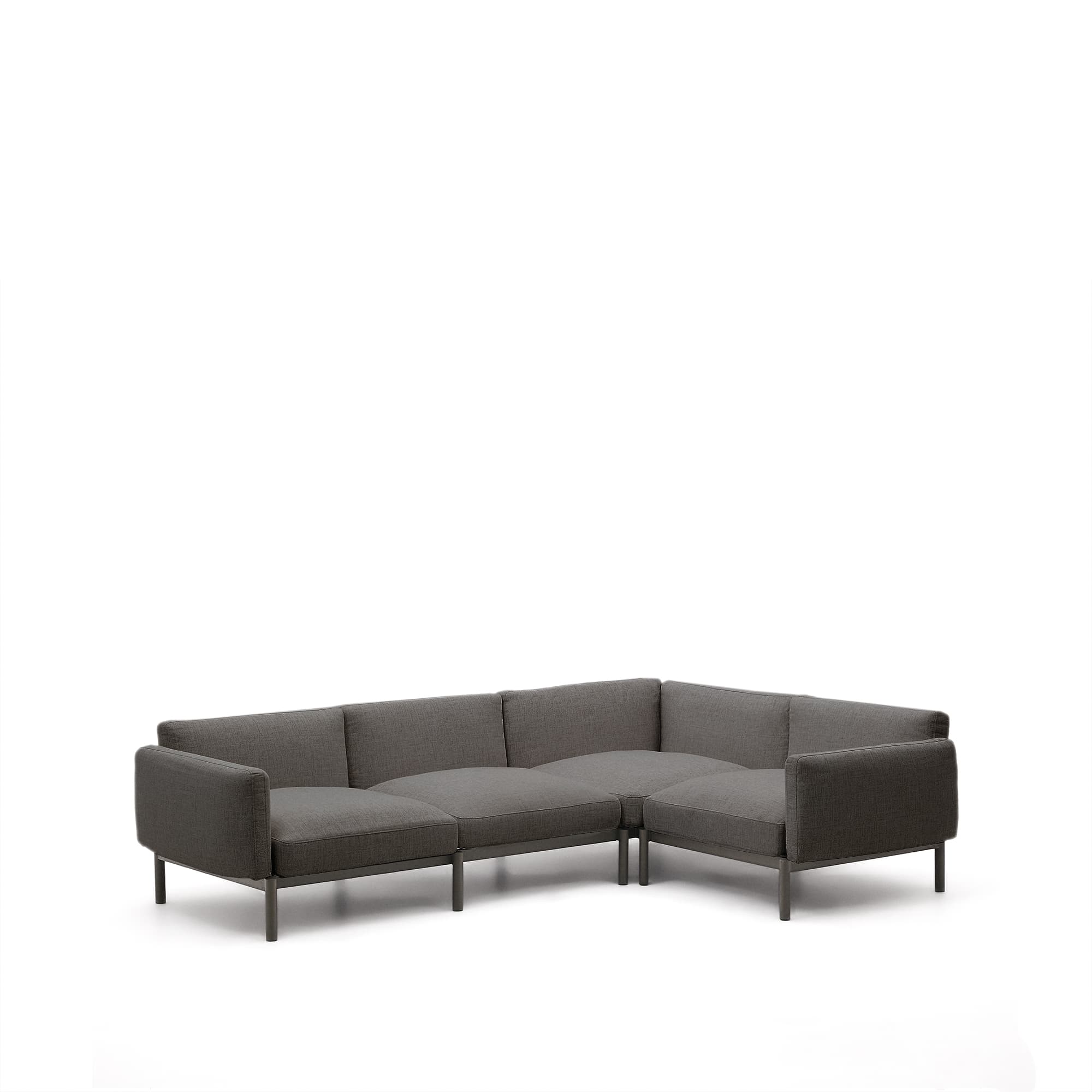 KAVE HOME Sorell modulär 5-sits utomhus hörnsoffa i aluminium med grå finish 276 x 191,5 cm