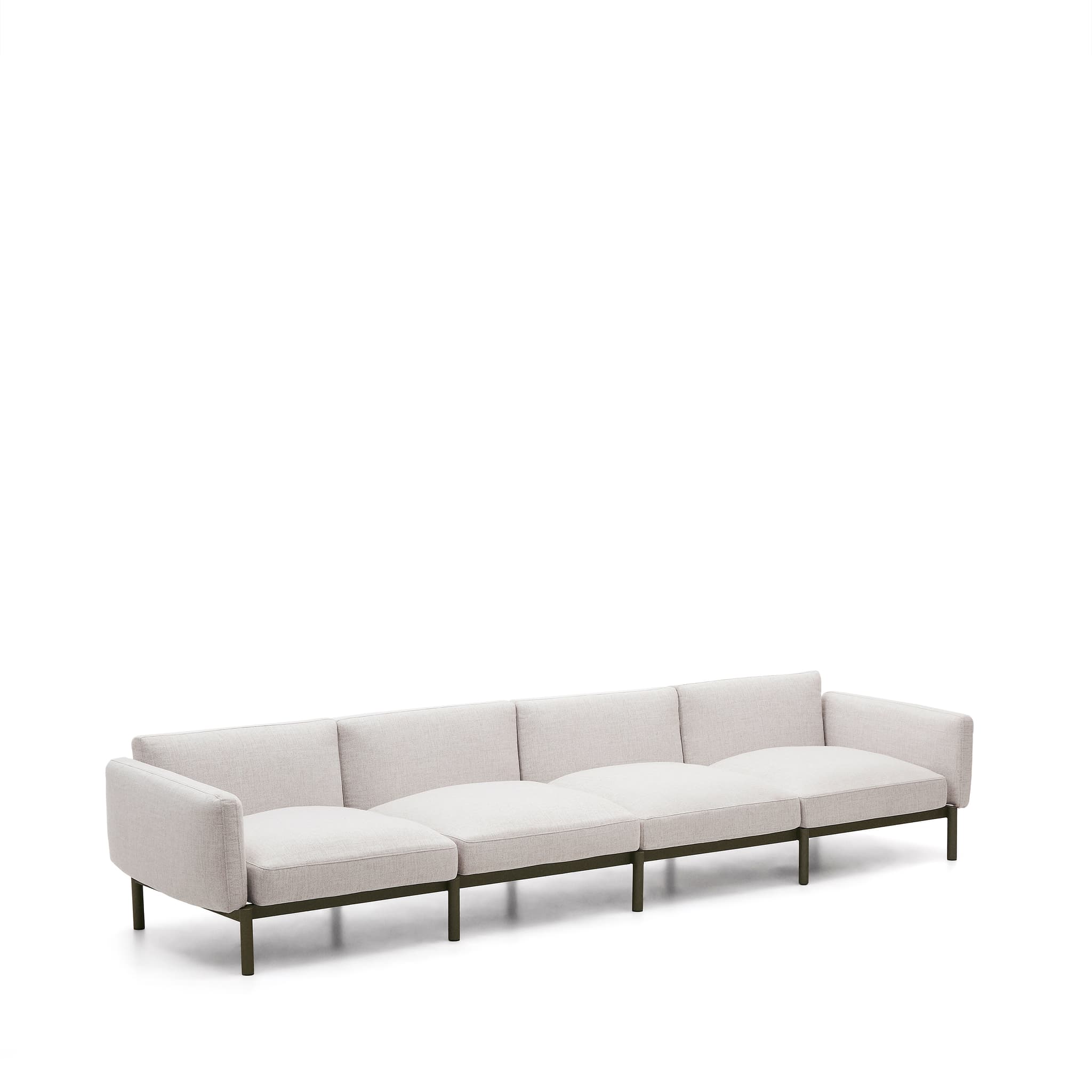 KAVE HOME Sorell 4-personers utomhusmodulsoffa i aluminium med grön finish 370 cm