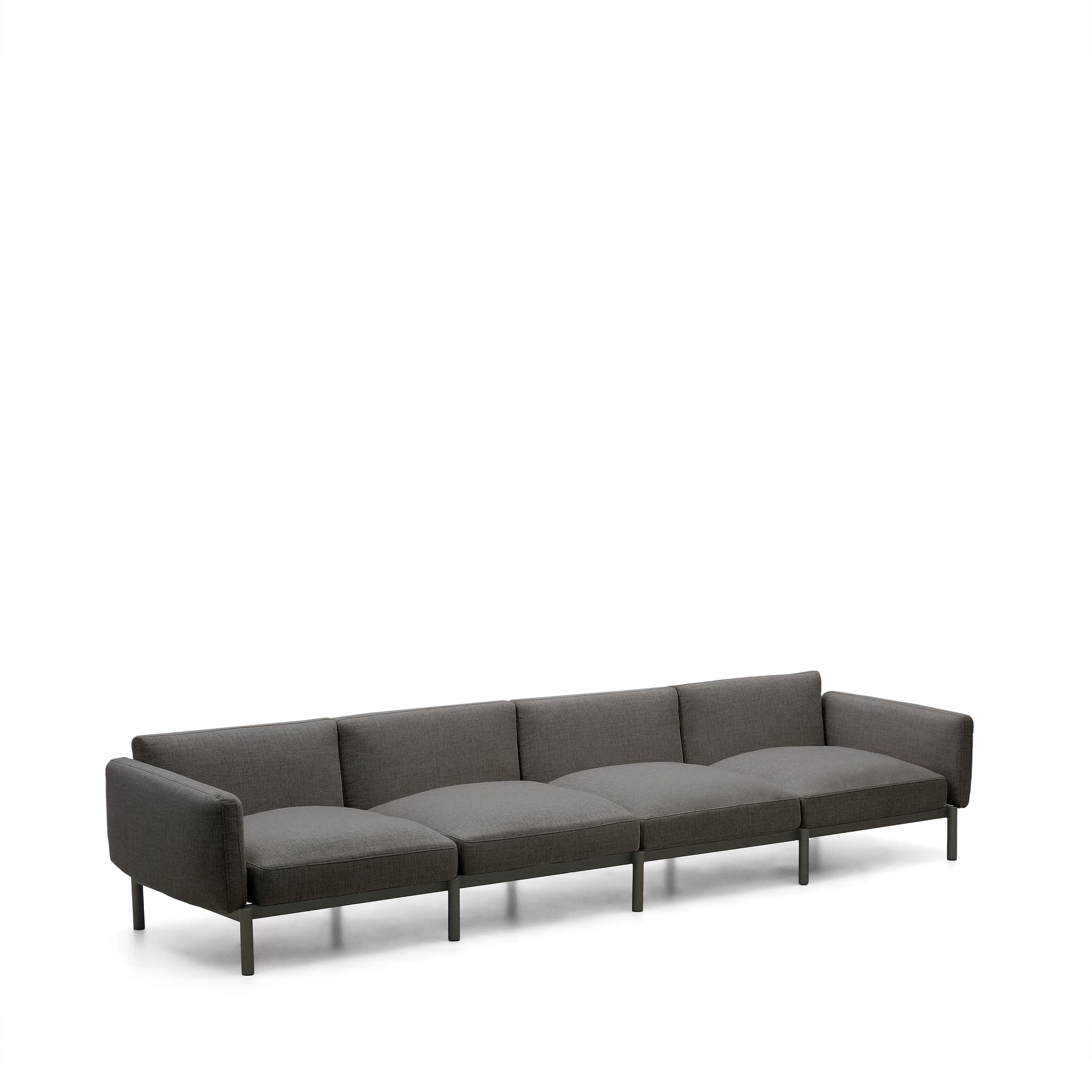 KAVE HOME Sorells modulära 4-sits utomhussoffa i aluminium med grå finish 370 cm