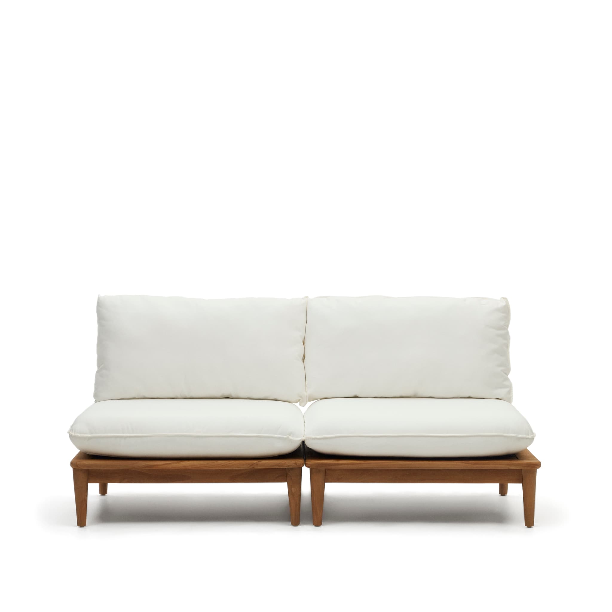 KAVE HOME Portitxol modulär utomhusfåtölj, med kuddar - naturligt teak (set med 2)