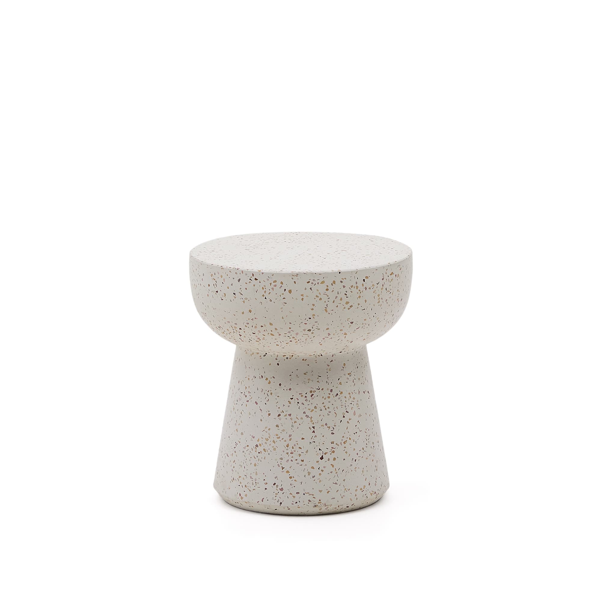 KAVE HOME Pada sidobord i vitt terrazzo, Ø: 40 cm