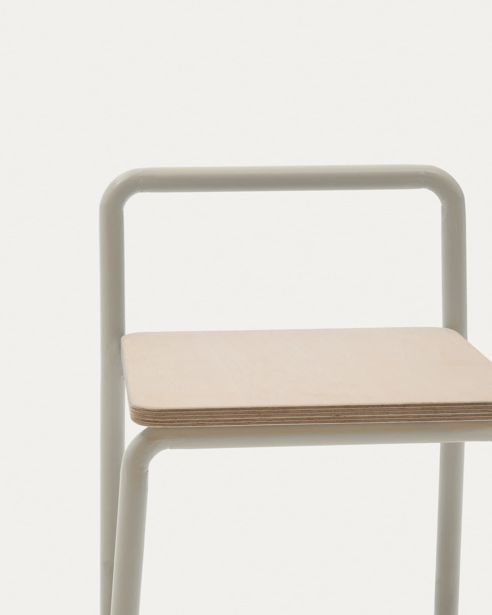 KAVE HOME Plåtstol i askfanér med beige metallstruktur