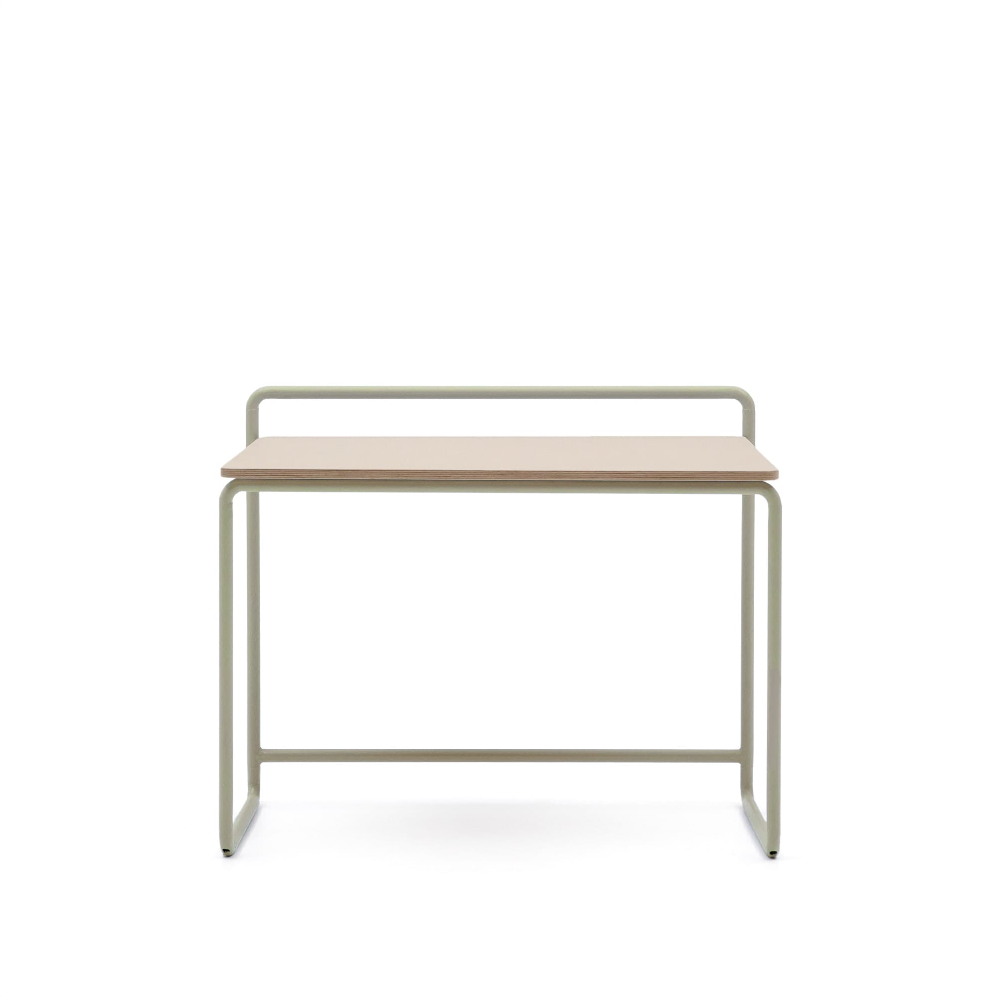 KAVE HOME Barnskrivbord i plåt, rektangulärt - naturlig askfaner och beige metall (82x45)