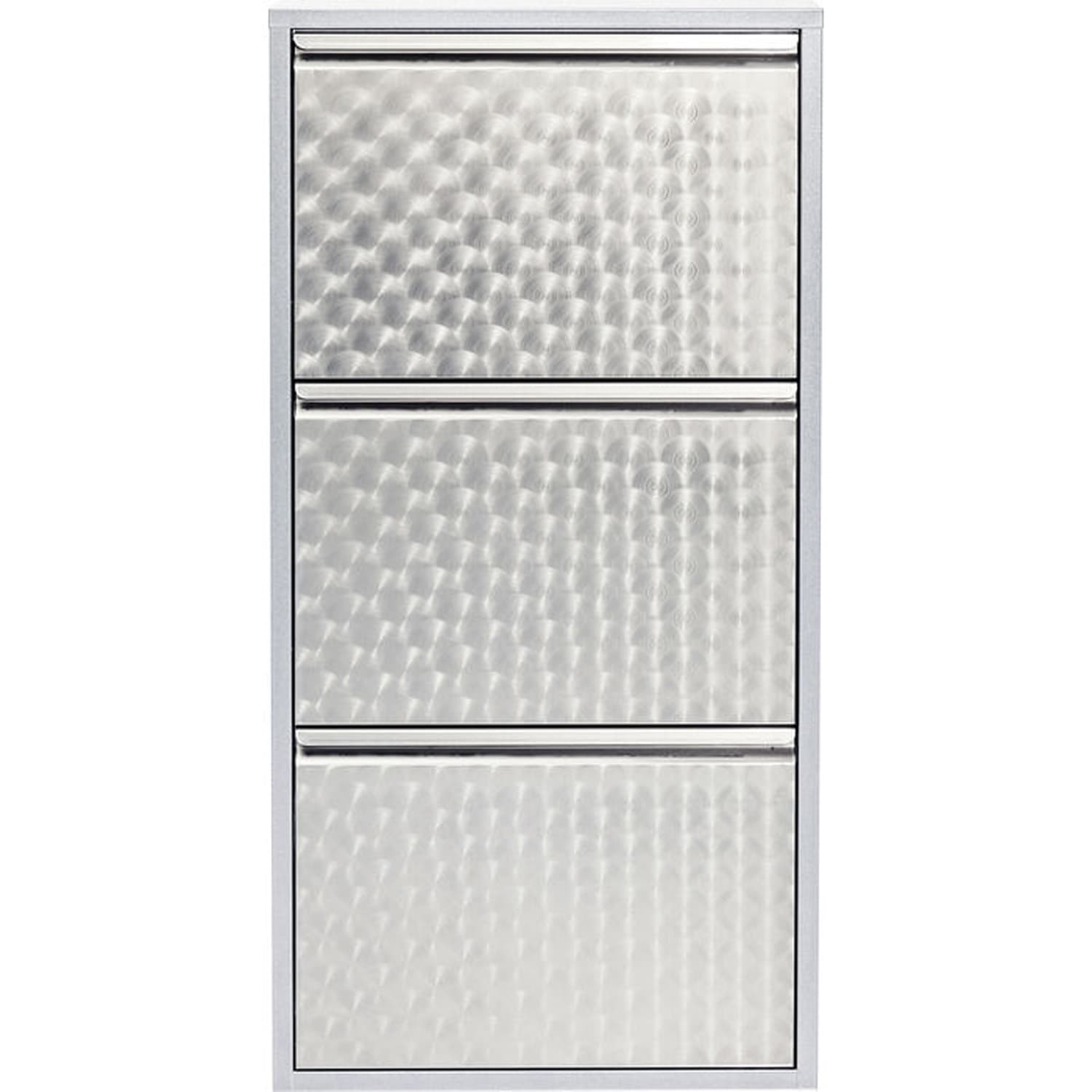 KARE DESIGN Caruso 3 Silver brushed skoskåp, med 3 fack - silver stål