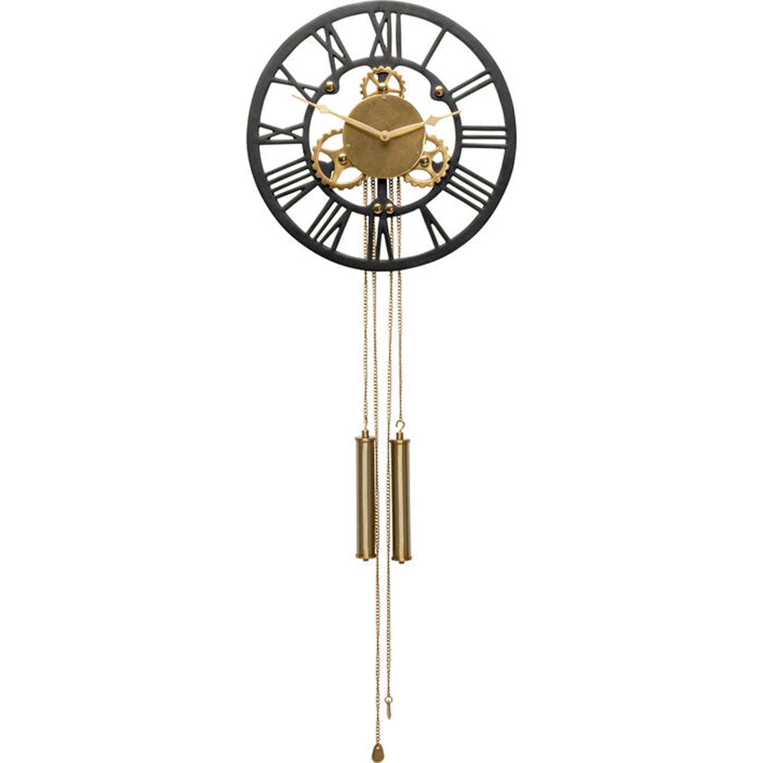 KARE DESIGN Clockwork väggklocka - mässing och svart aluminium (126x46)