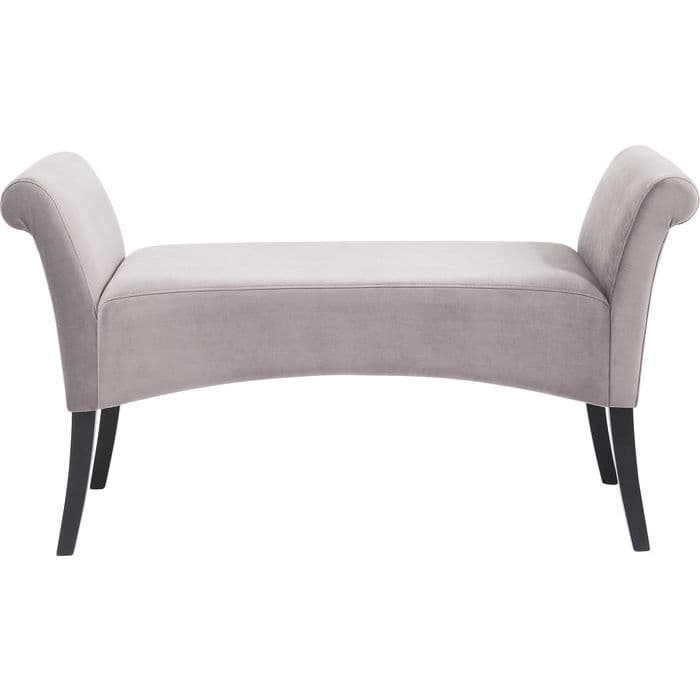 KARE DESIGN Motley bänk, med armstöd - silvergrå polyester sammet och bok (107x38)