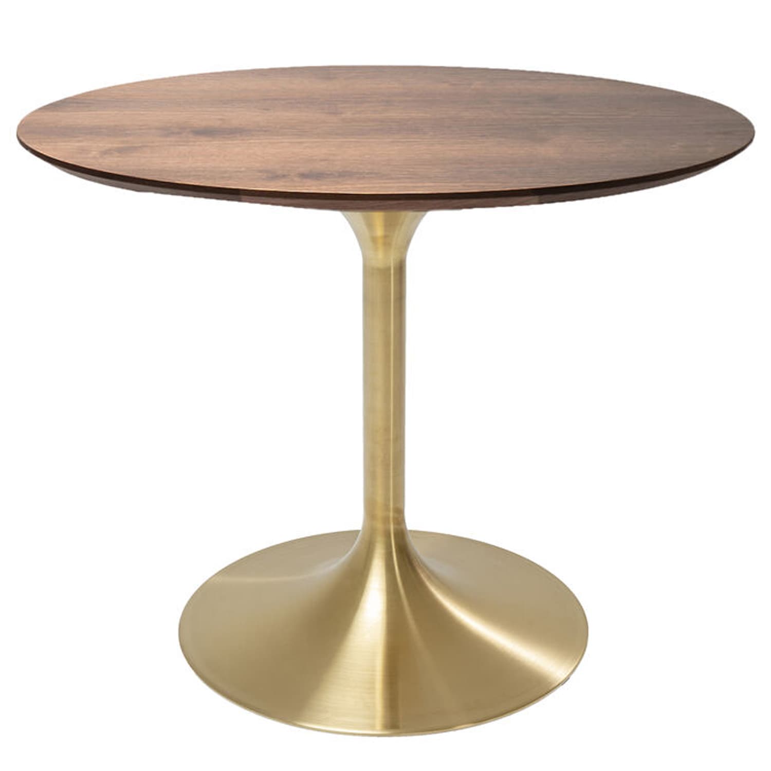 KARE DESIGN Invitation Set Walnut Brass matbord, runt - brunt valnötsfaner och mässingsstål (Ø90)