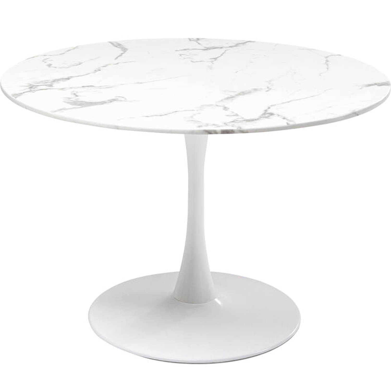 KARE DESIGN Veneto Marble White matbord, runt - vit mineralmarmor och vitt stål (Ø110)