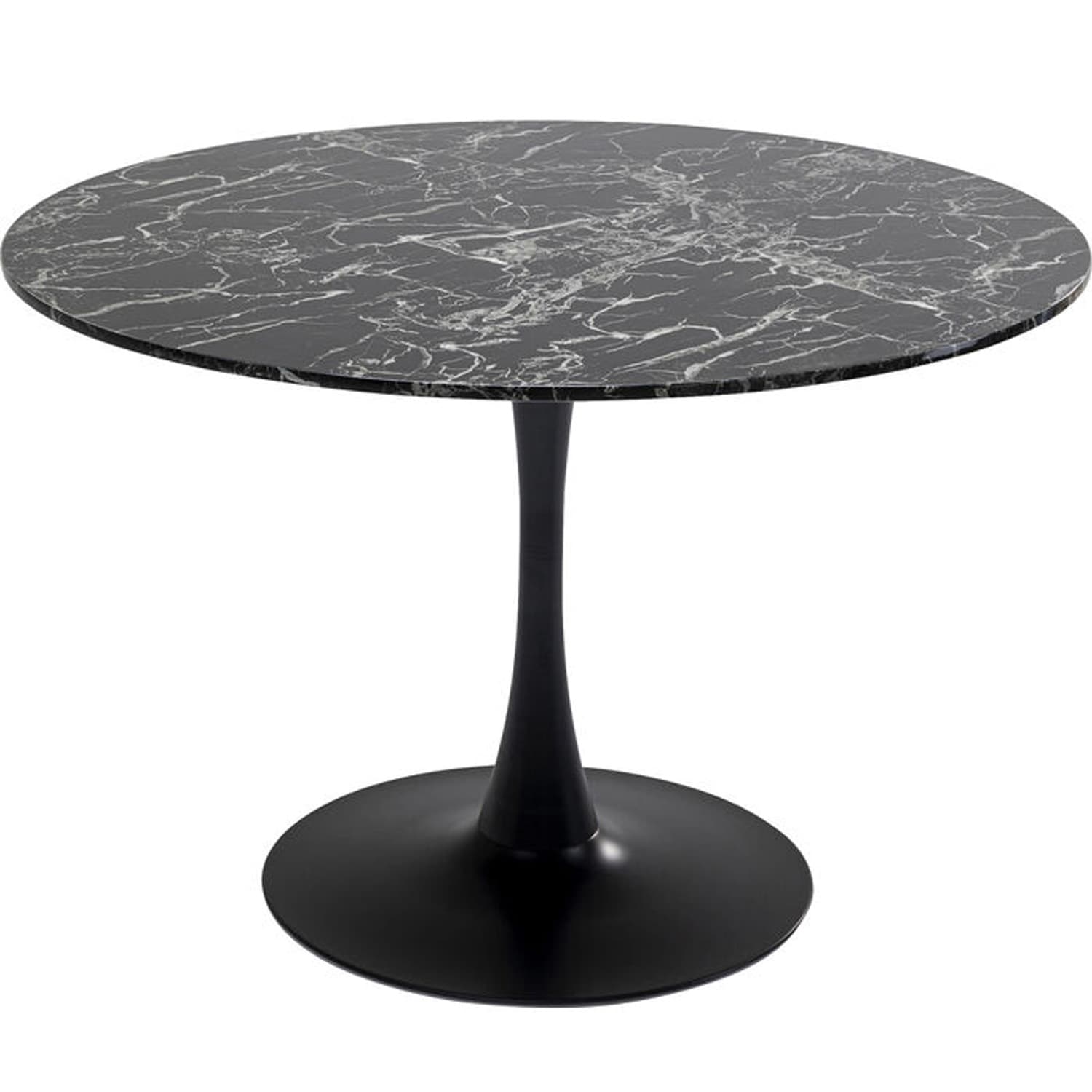 KARE DESIGN Veneto Marble Black matbord, runt - svart mineralmarmor och svart stål (Ø110)