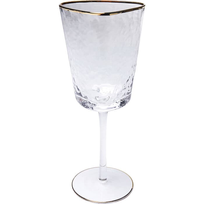 KARE DESIGN Hommage rödvinsglas, med struktur och guldkant, handgjort - klart glas (H:23,5)