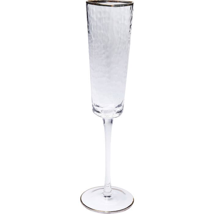KARE DESIGN Hommage champagneglas, med struktur och guldkant, handgjort - klart glas (H:26)