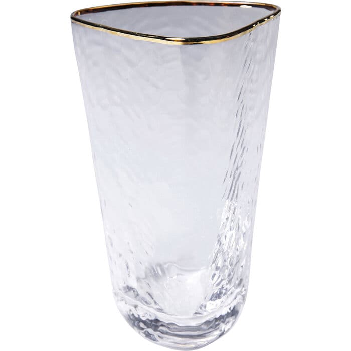 KARE DESIGN Hommage vattenglas, med struktur och guldkant, handgjort - klart glas (H:14,3)