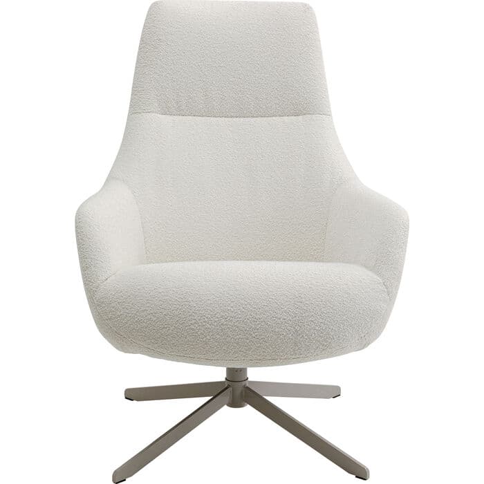 KARE DESIGN Mimi snurrstol, med armstöd - krämvitt bouclétyg och grått stål