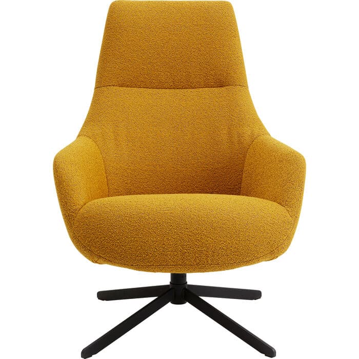 KARE DESIGN Mimi snurrstol, med armstöd - gult bouclétyg och svart stål