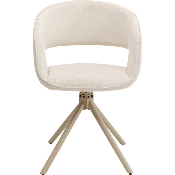 KARE DESIGN Gina matstol, med armstöd och snurrfunktion - krämfärgat tyg och grått stål