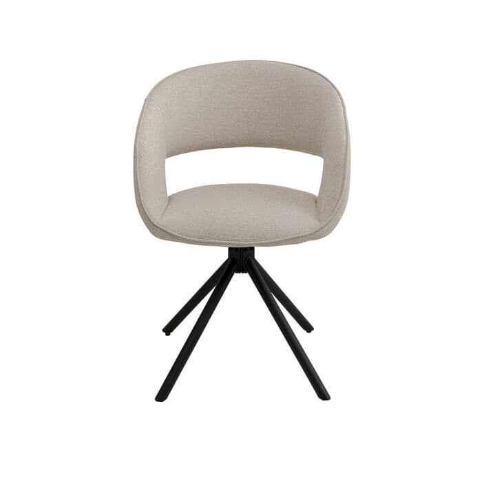 KARE DESIGN Gina matstol, med armstöd och snurrfunktion - beige tyg och svart stål