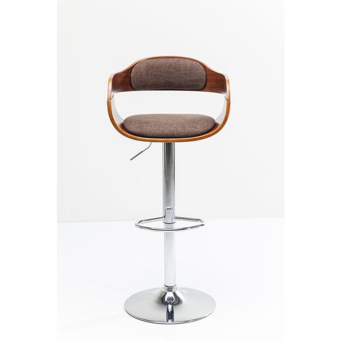 KARE DESIGN Monaco Schoko barstol, m. ryggstöd och armstöd - brun polyester/valnötsfaner/krom stål