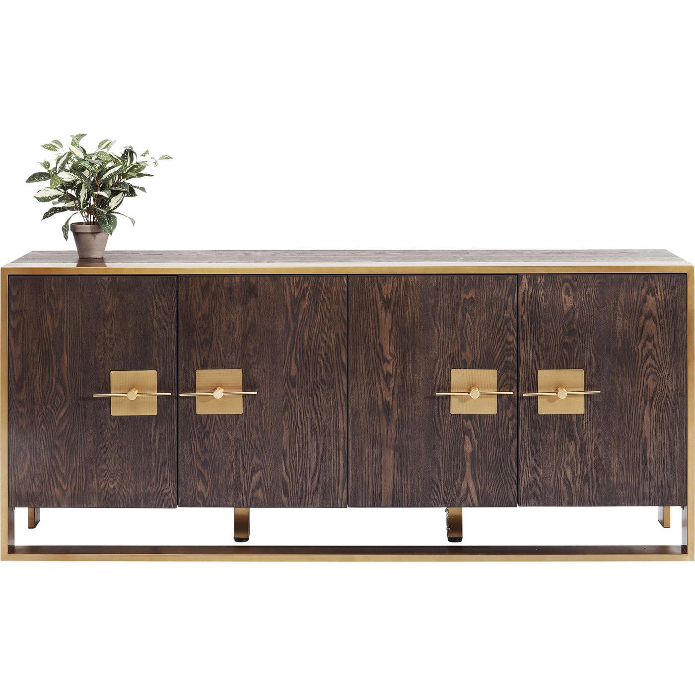 KARE DESIGN Osaka Skänk - Brun Askfanér / Mässingsstål, med 4 Luckor