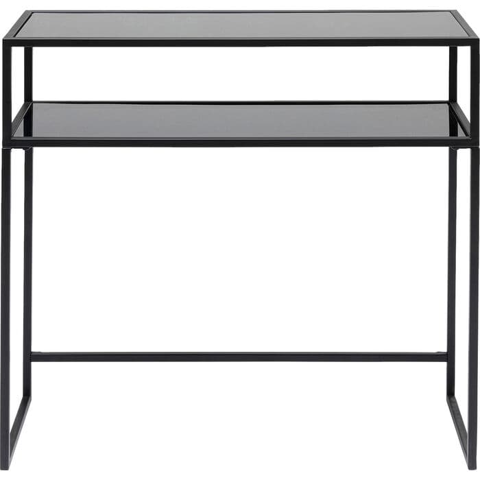 KARE DESIGN Loft konsolbord, w. 1 hylla - glas och svart stål (85x30)