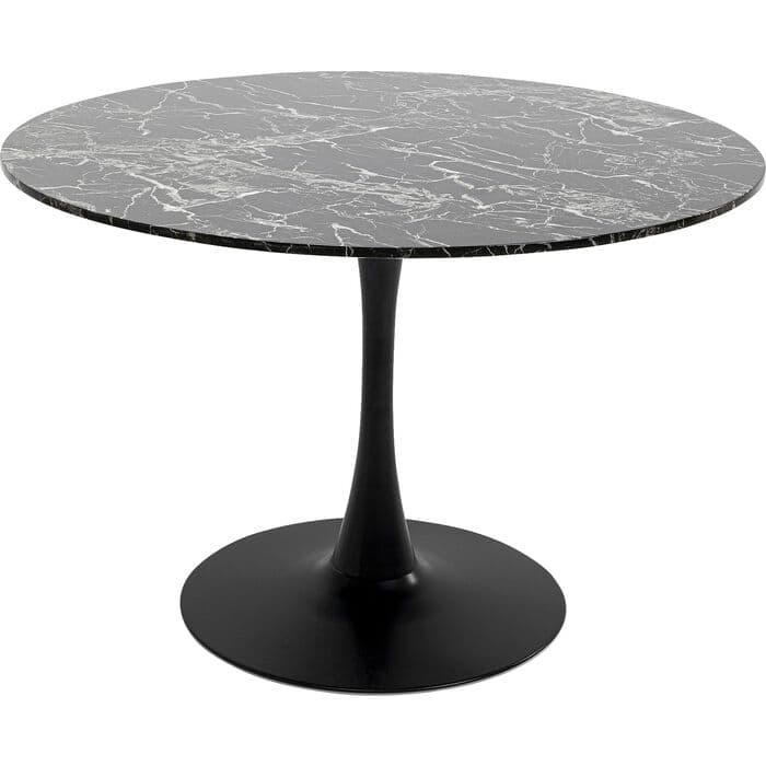 KARE DESIGN Schickeria matbord, runt - laminat i svart marmorlook och svart stål (Ø110)