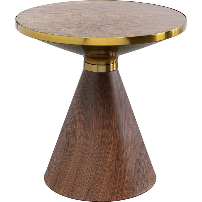KARE DESIGN Cono soffbord, runt - valnötsfärgad faner, brunt ådrat papper och guldstål (Ø50)