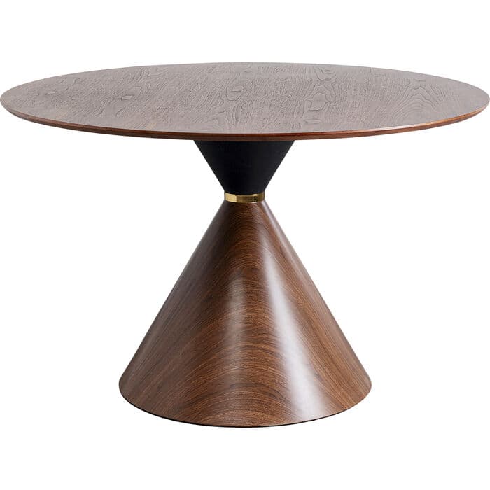 KARE DESIGN Cono matbord, runt - valnötsfärgad faner, brunt ådrat papper och guldstål (Ø120)