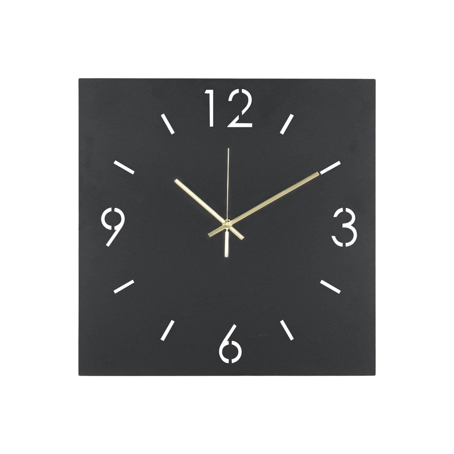 SPINDER DESIGN Time väggklocka, fyrkantig - svart stål (40x40)
