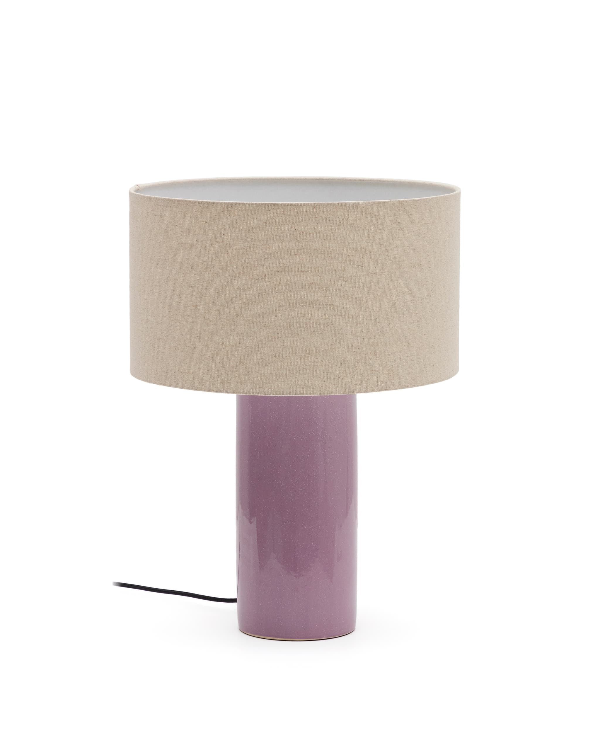KAVE HOME Toneric bordslampa i keramik med lila finish och bomull