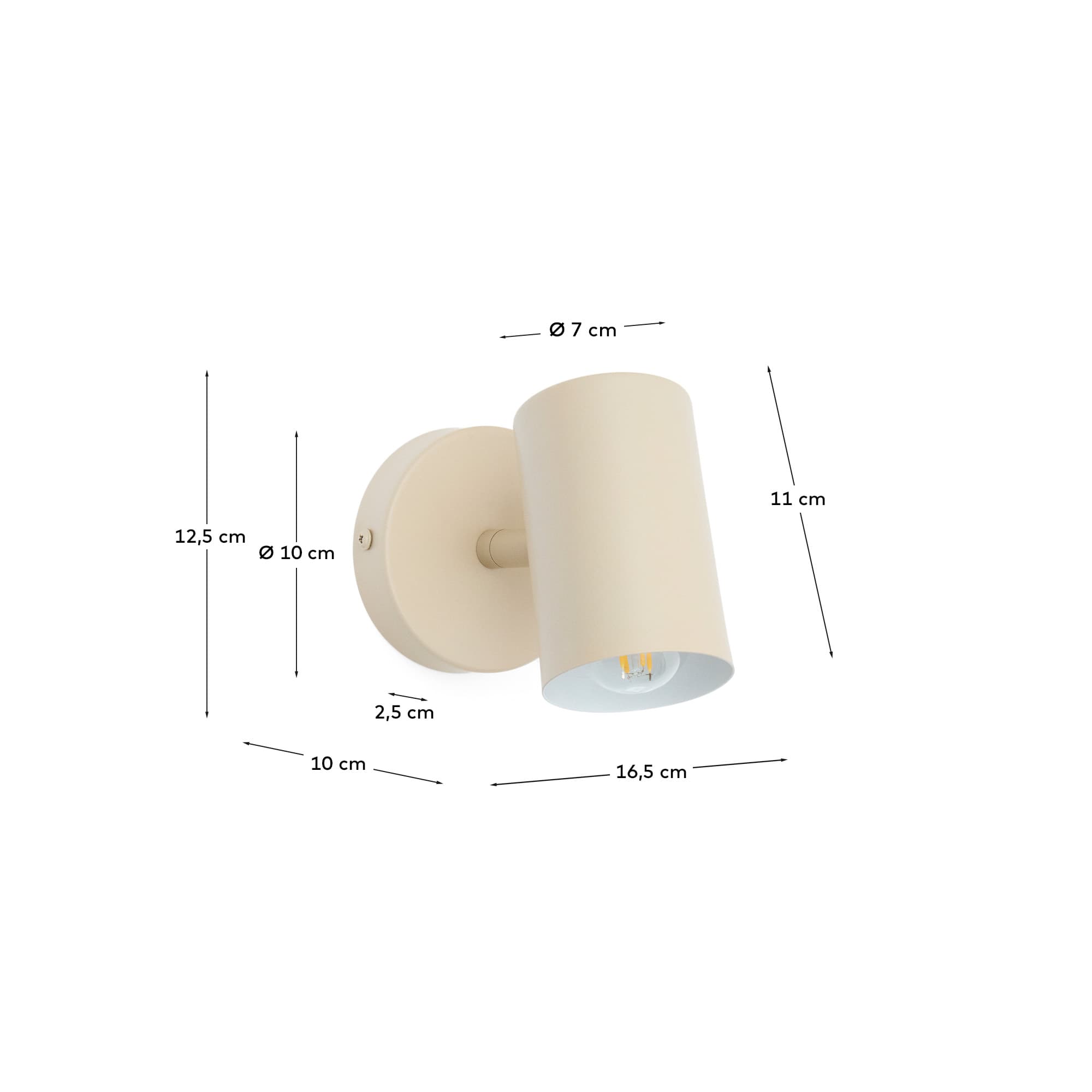 KAVE HOME Manie väggmonterad metalllampa med beige texturerad finish
