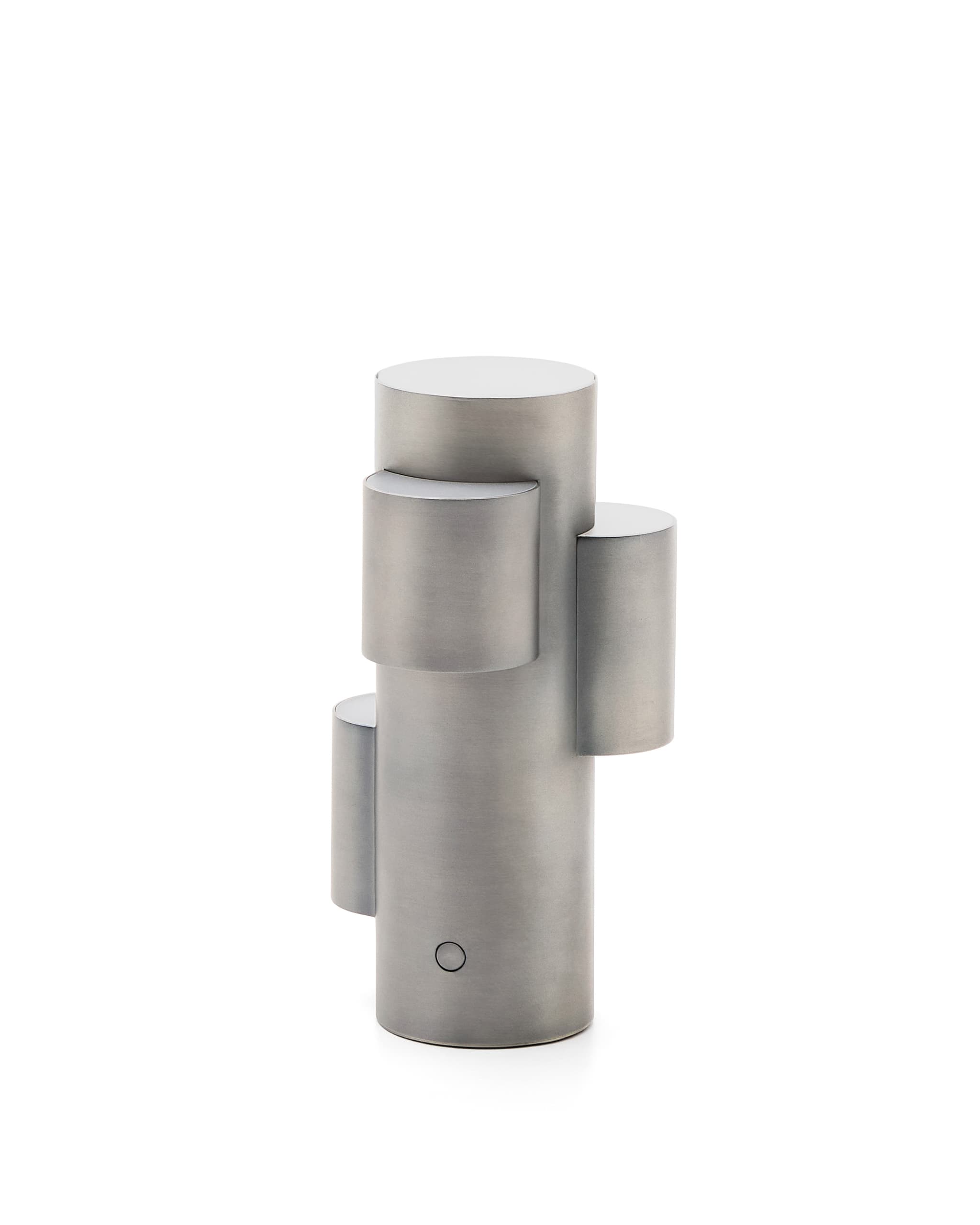 KAVE HOME Adrina portabel LED-bordslampa - ljusgrå metall med borstad finish