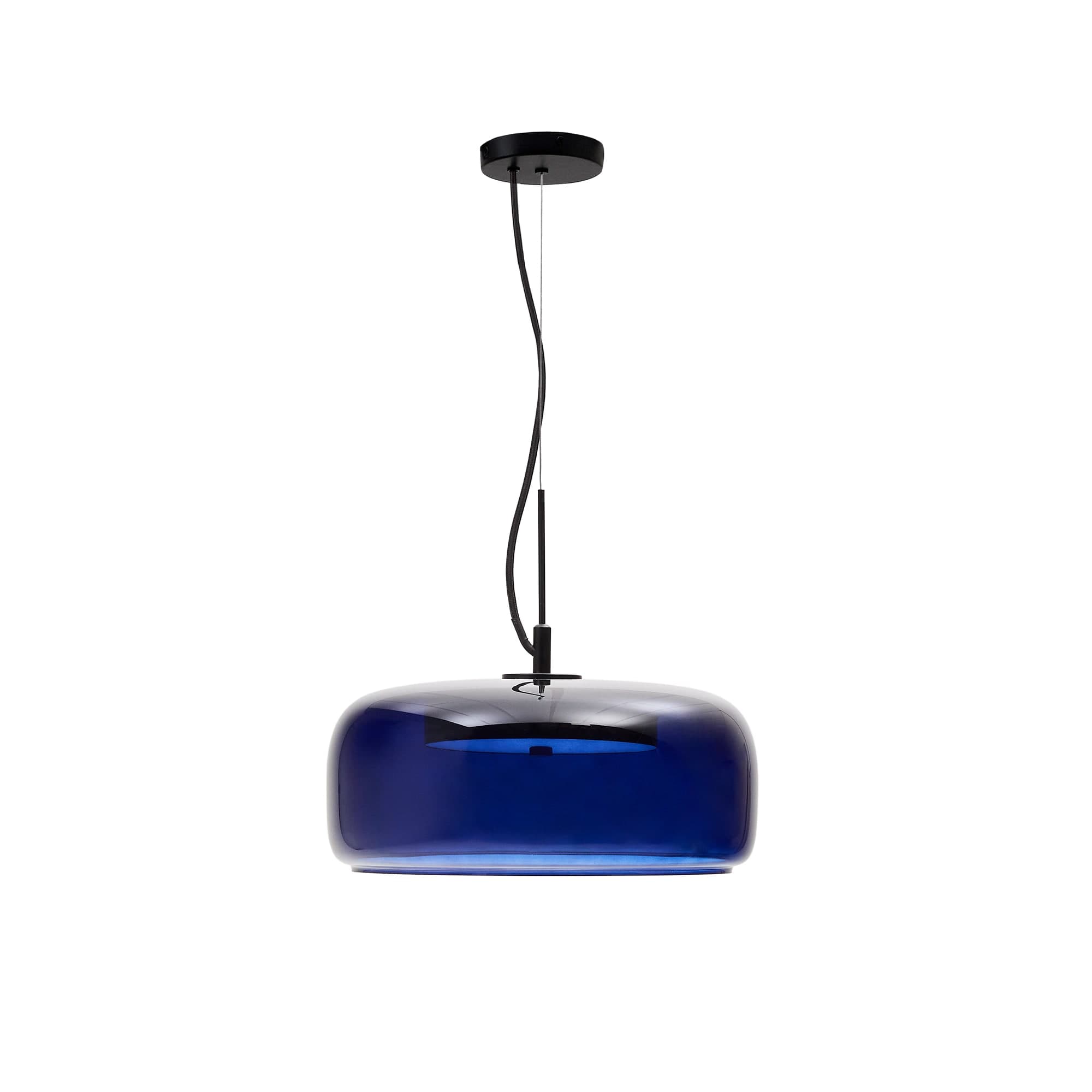 KAVE HOME Reig taklampa, rund - blått glas (Ø38)