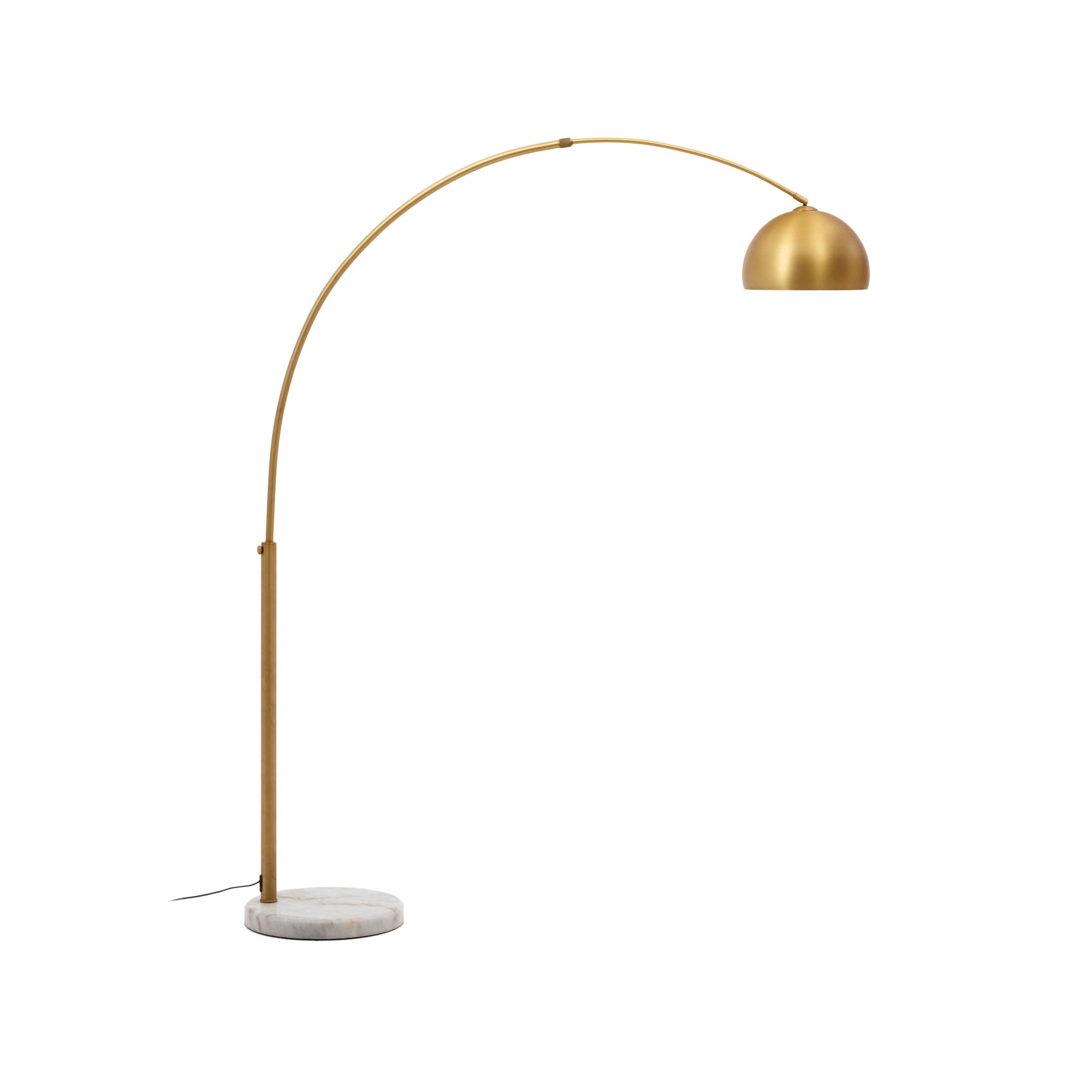 KAVE HOME Madali golvlampa i metall med ytfinish i mässing och vit marmor