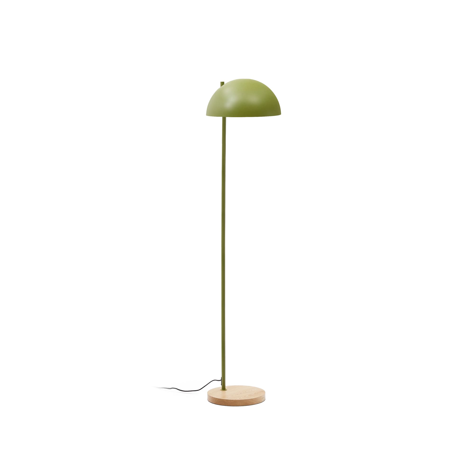 KAVE HOME Catlar golvlampa i askträ och metall i grönmålad finish