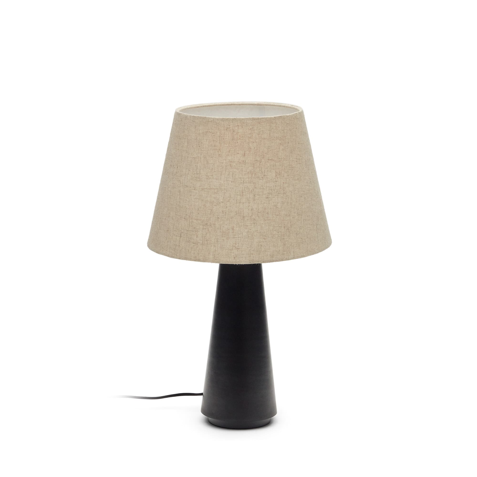 KAVE HOME Torrent bordslampa i metall med svartlackerad finish och linneskärm