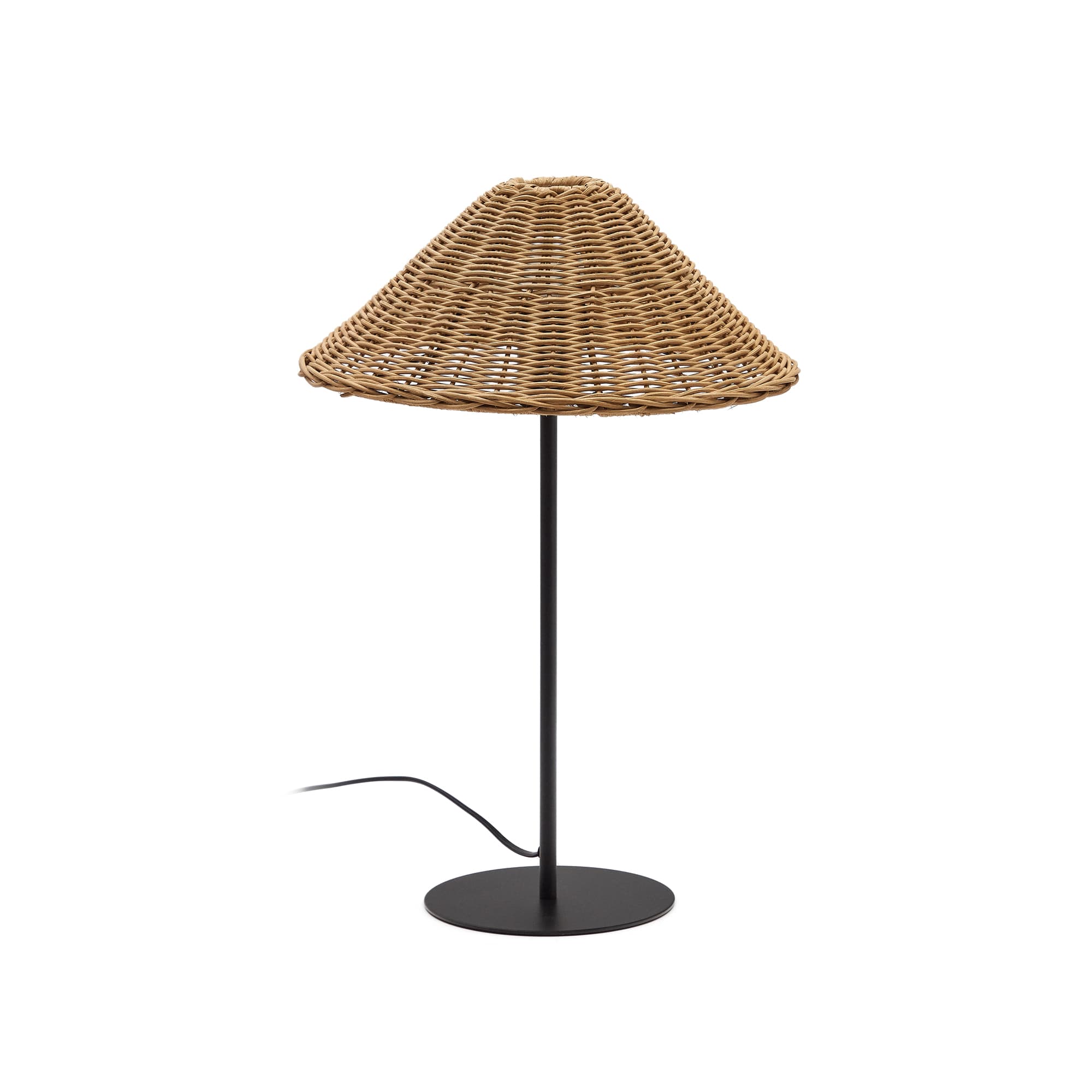 KAVE HOME Urania bordslampa i rotting och metall med svartmålad finish
