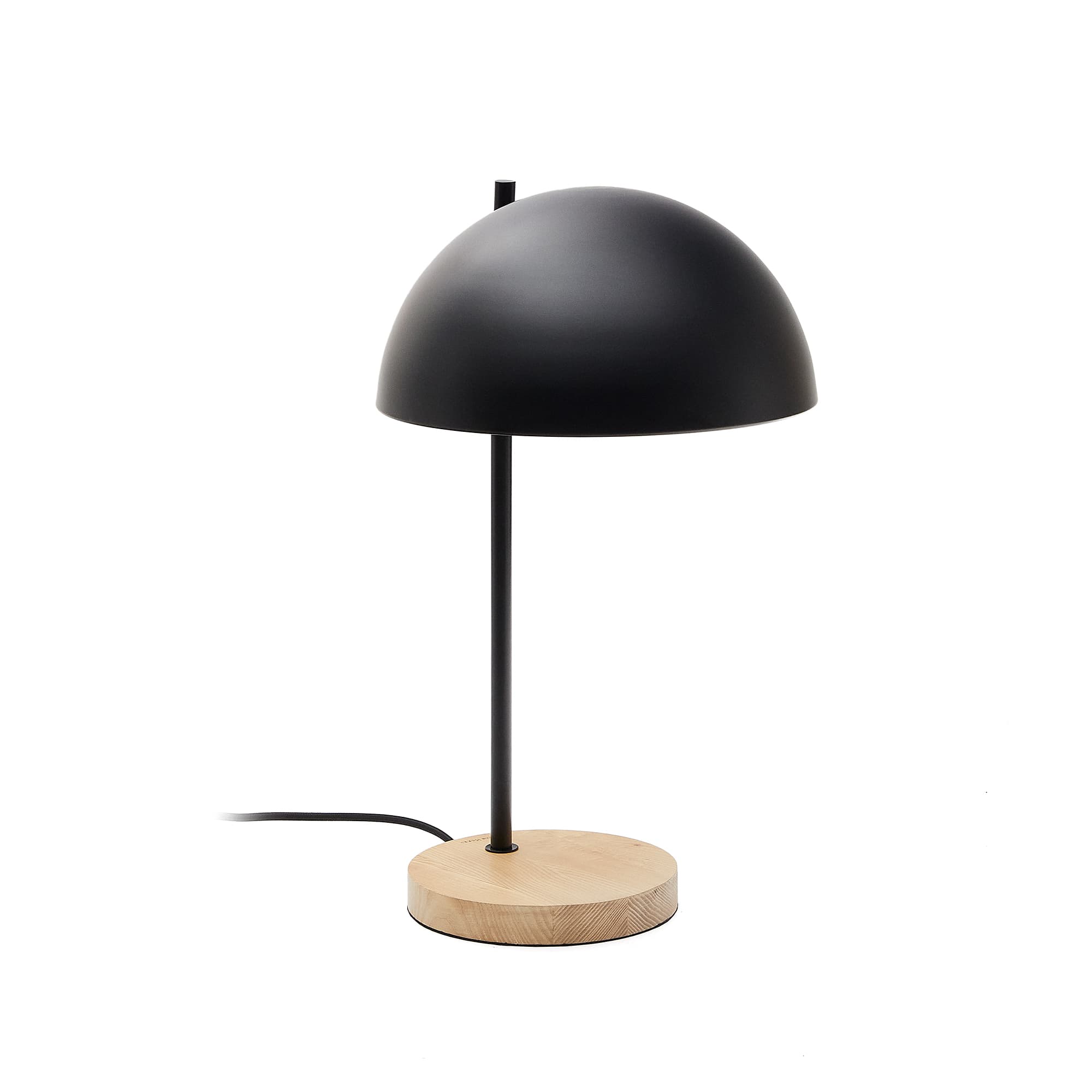 KAVE HOME Catlar bordslampa i askträ och metall i svartmålad finish