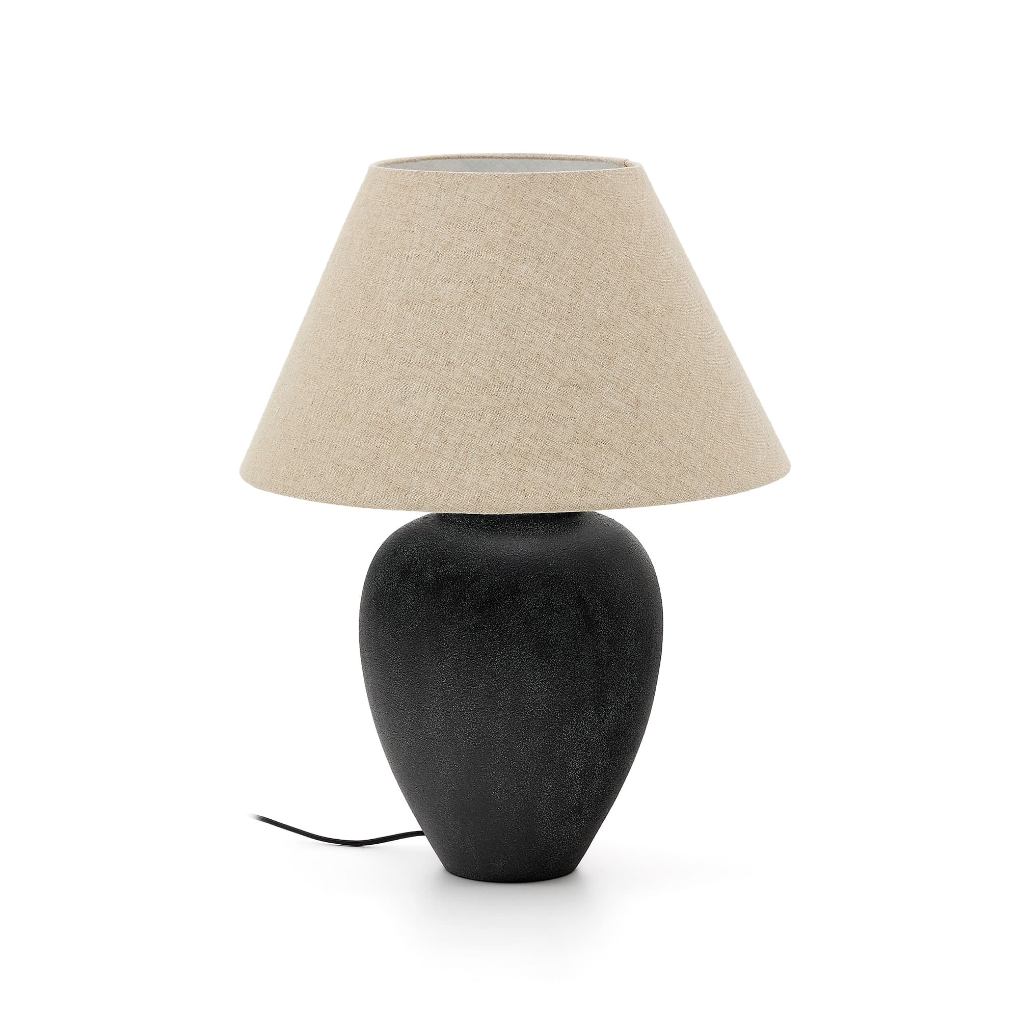 KAVE HOME Mercadal bordslampa, rund - svart keramik (Ø45)