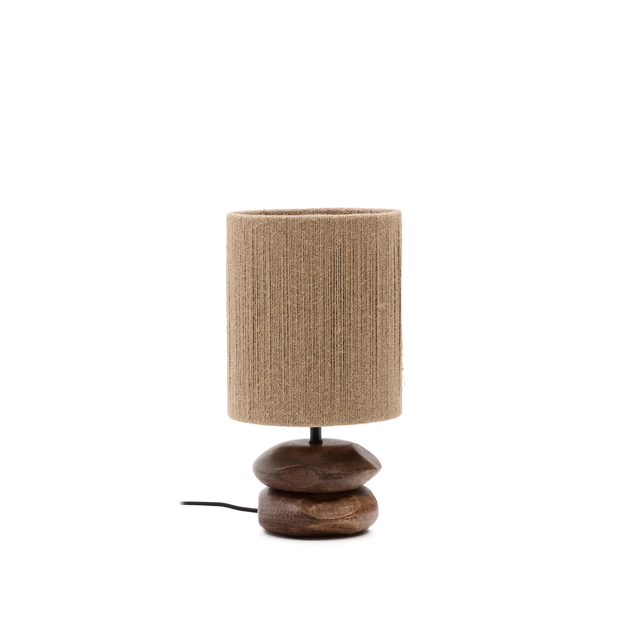 KAVE HOME Kor bordslampa tillverkad av jute och akaciaträ i mörk finish