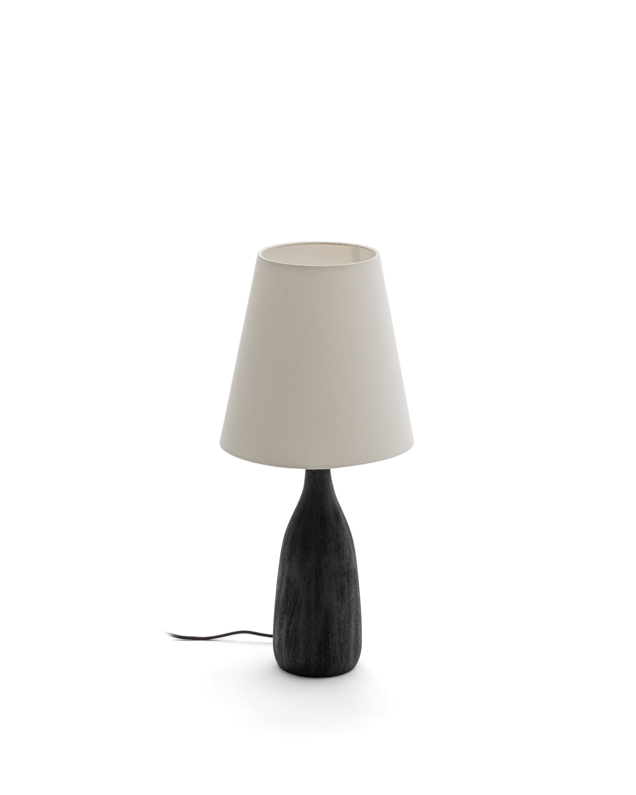KAVE HOME Luvia bordslampa med träfot i svartmålad finish