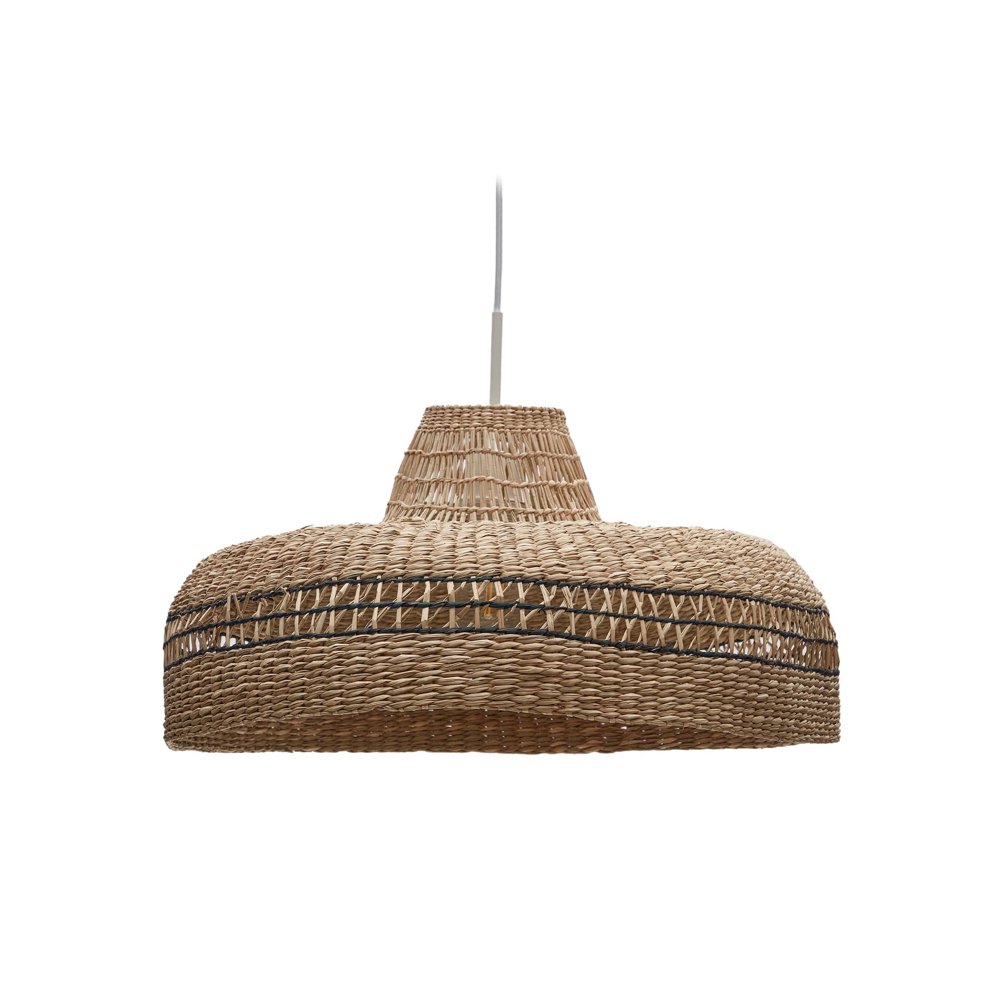 KAVE HOME Rupia taklampsskärm i naturfiber med naturlig och svart finish, Ø: 55 cm