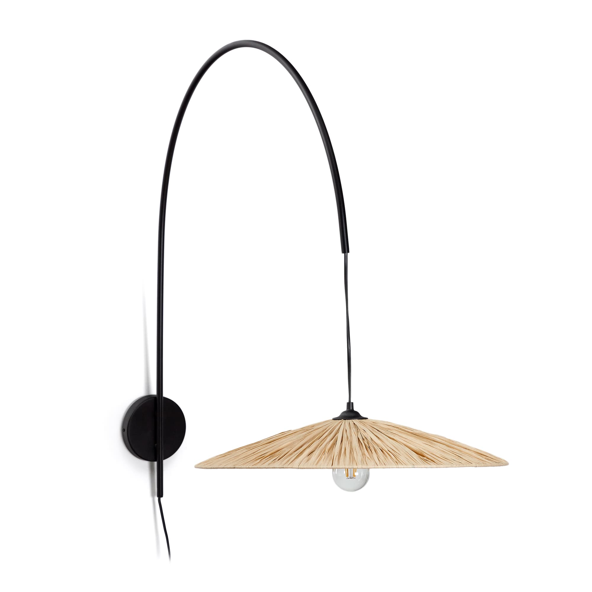 KAVE HOME Rosella vägglampa i naturlig raffia
