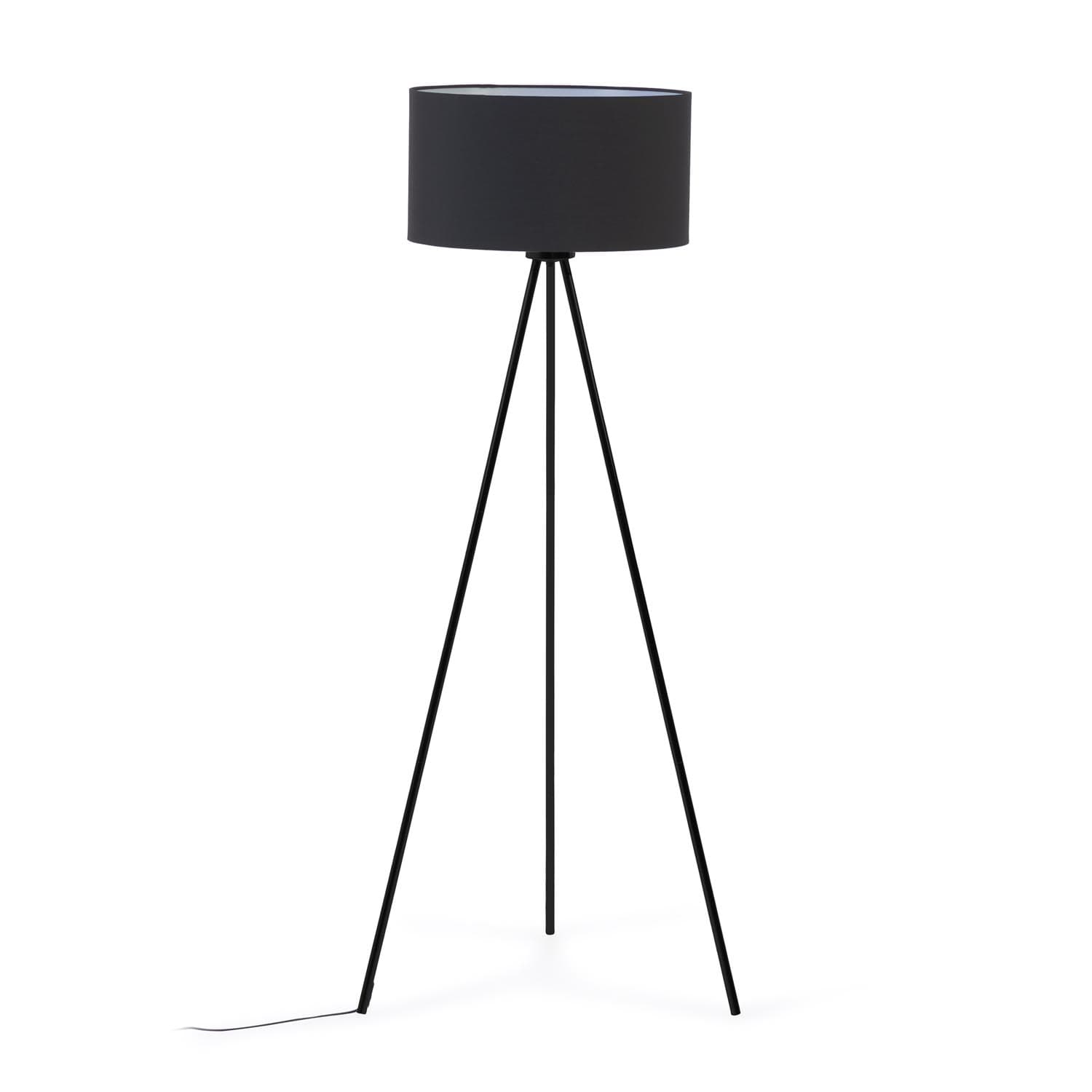 KAVE HOME Ikia golvlampa - svart bomull/polyester och svart metall
