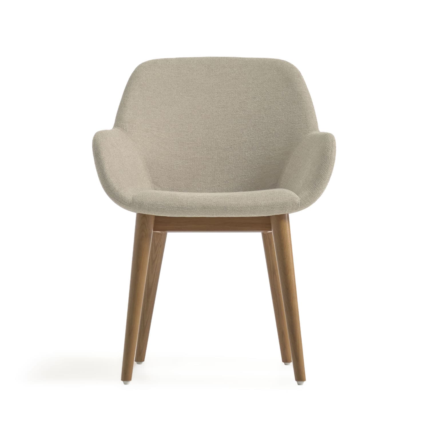 KAVE HOME Konna Matstol, med Armstöd - Beige Polyester och Brunt Ask