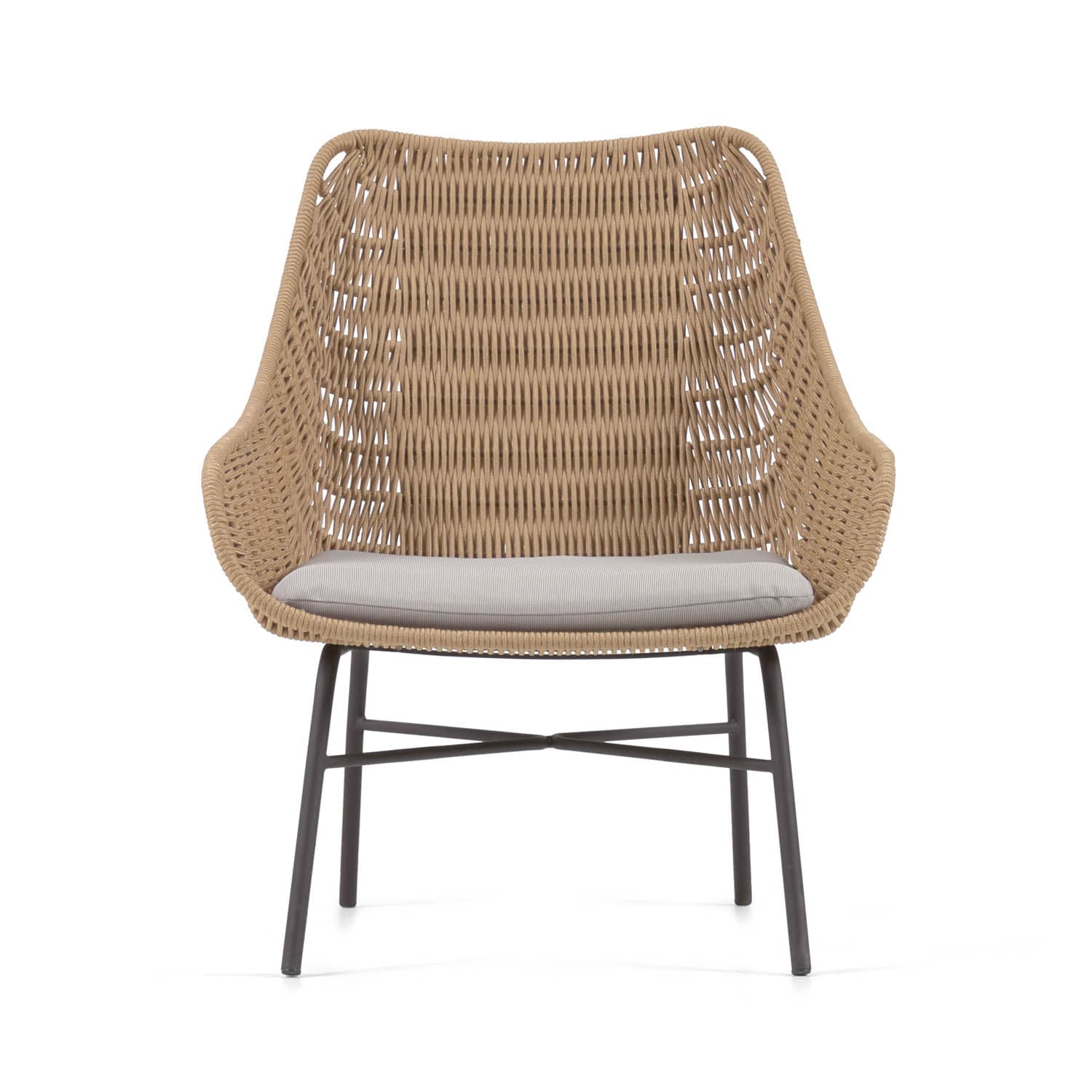 KAVE HOME Abeli-fåtölj, med tygdyna - beige rep och stål