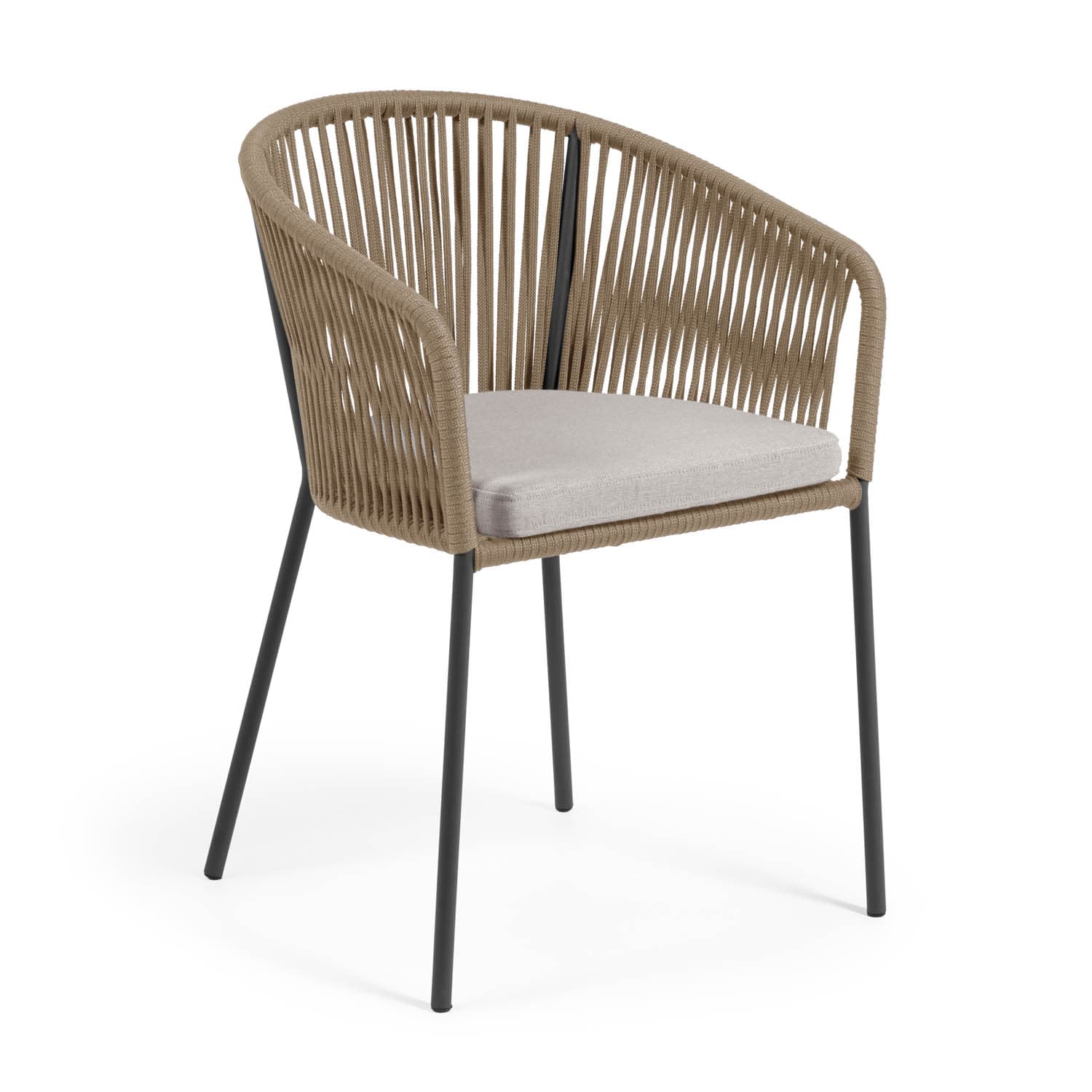 KAVE HOME Yanet matbordsstol, med tygdyna - beige rep och stål